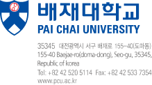 배재대학교 35345 대전광역시 서구 배재로 155-40(도마동) 155-40 Baejae-ro(doma-dong), Seo-gu, 35345, Republic of korea Tel:+82 42 520 5114 Fax:+82 42 533 7354 www.pcu.ac.kr